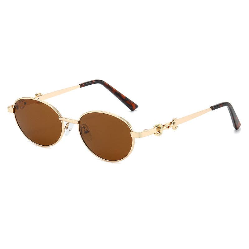 Oval Frame Metal Sunglasses UV400 Protection Stylish