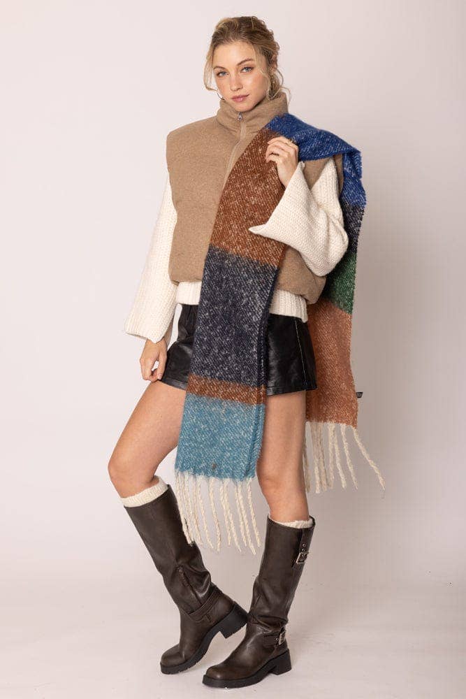 WCL120084 Sherrie Multi Stripe Cozy Scarf With Fringe
