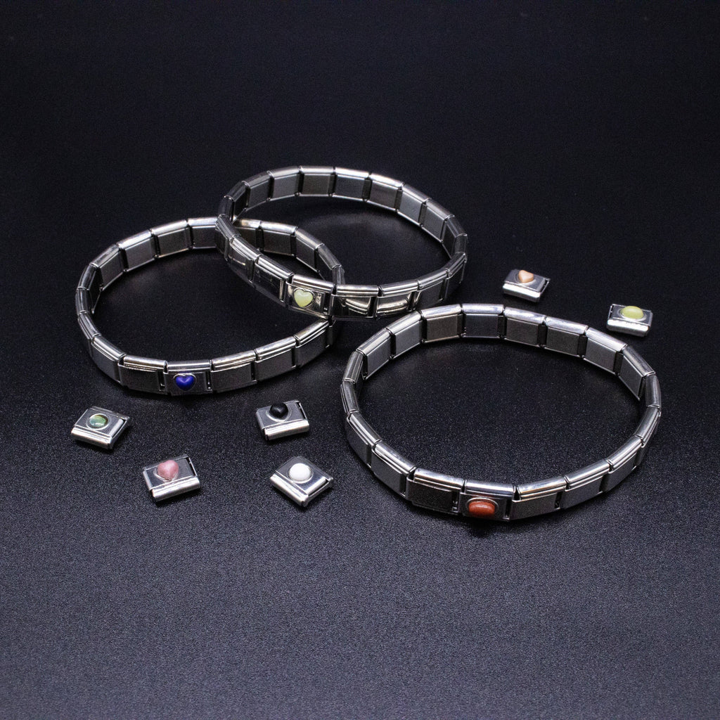Italian Charm Bracelet Charms - Gemstone Heart Links