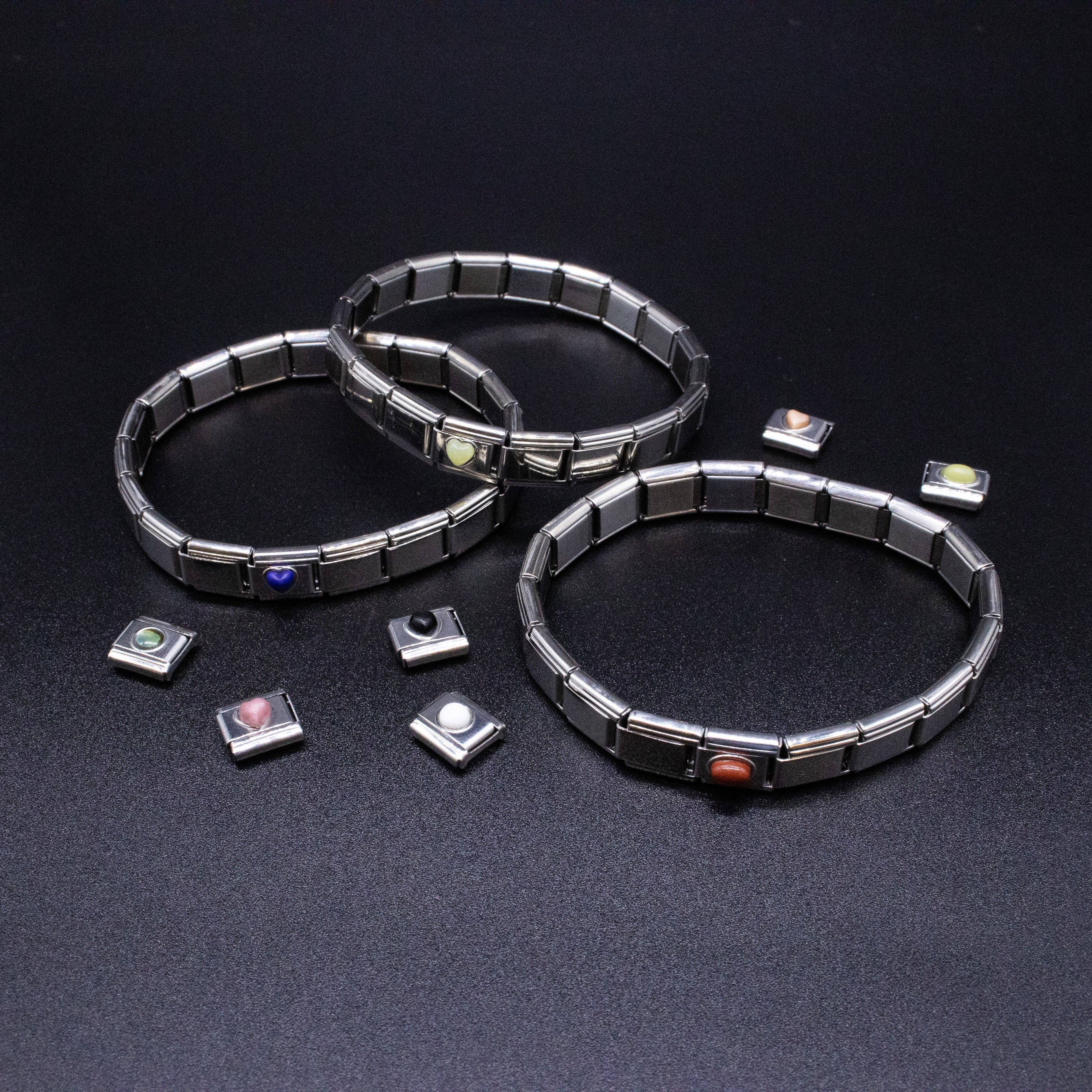 Italian Charm Bracelet Charms - Gemstone Heart Links