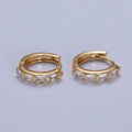16K Gold Filled Baguette Cubic Zirconia Lined 13x14mm Huggie Hoops Earrings | AD-495