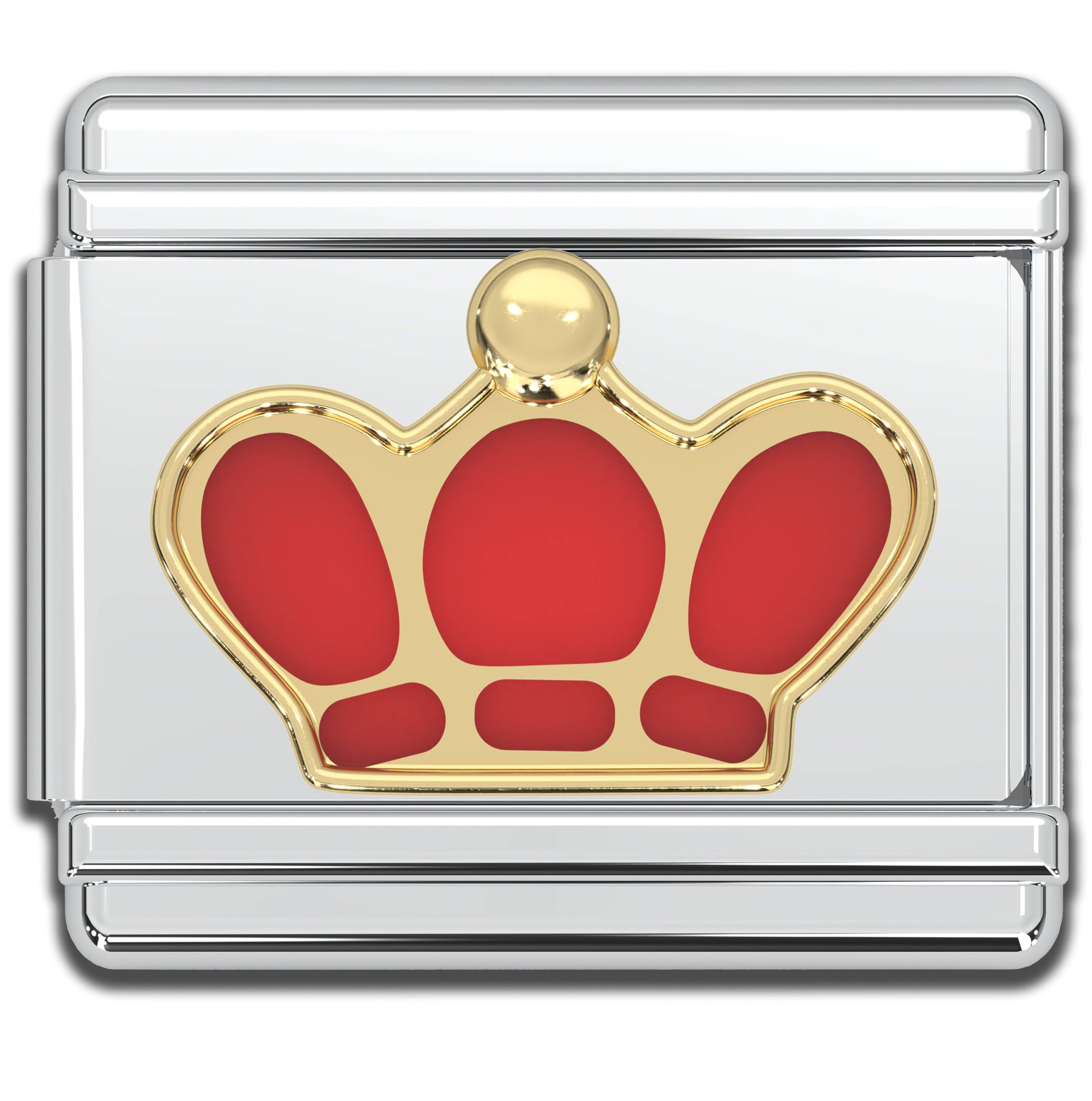 Italian Bracelet Charm - Red Crown 9mm Links
