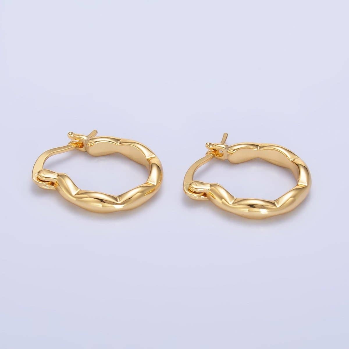 24K Gold Filled Minimalist Molten Latch Hoop Earrings | AB548