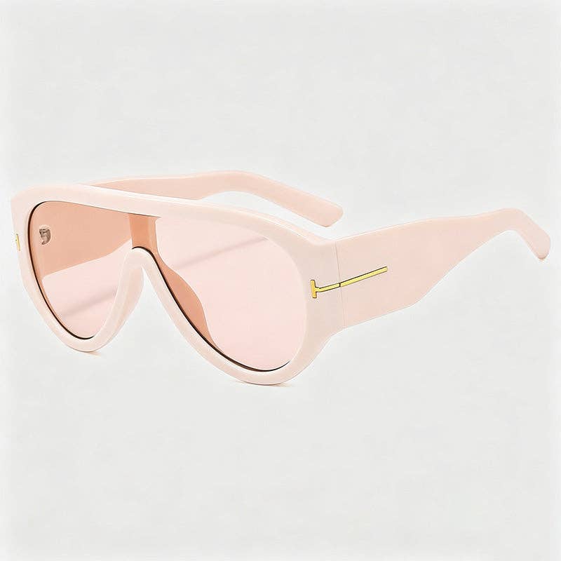 One-piece Integrated Thick Rim Aviator Sunglasses