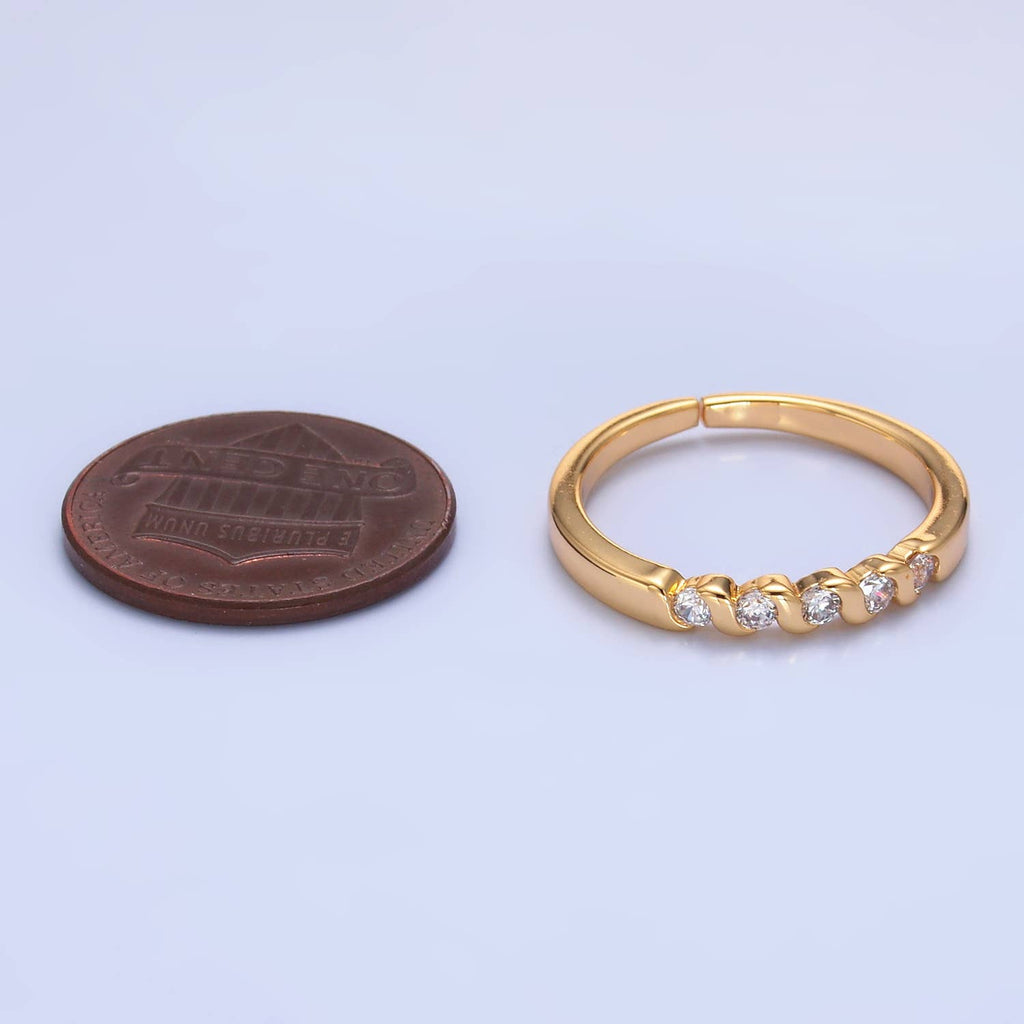 16K Gold Filled CZ Adjustable Minimalist Twisted Ring | U467