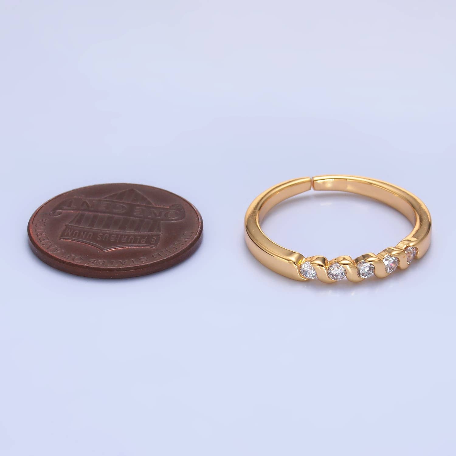 16K Gold Filled CZ Adjustable Minimalist Twisted Ring | U467