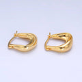 24K Gold Filled Minimalist Molten U-Shaped Latch Hoop Earrings | AB603