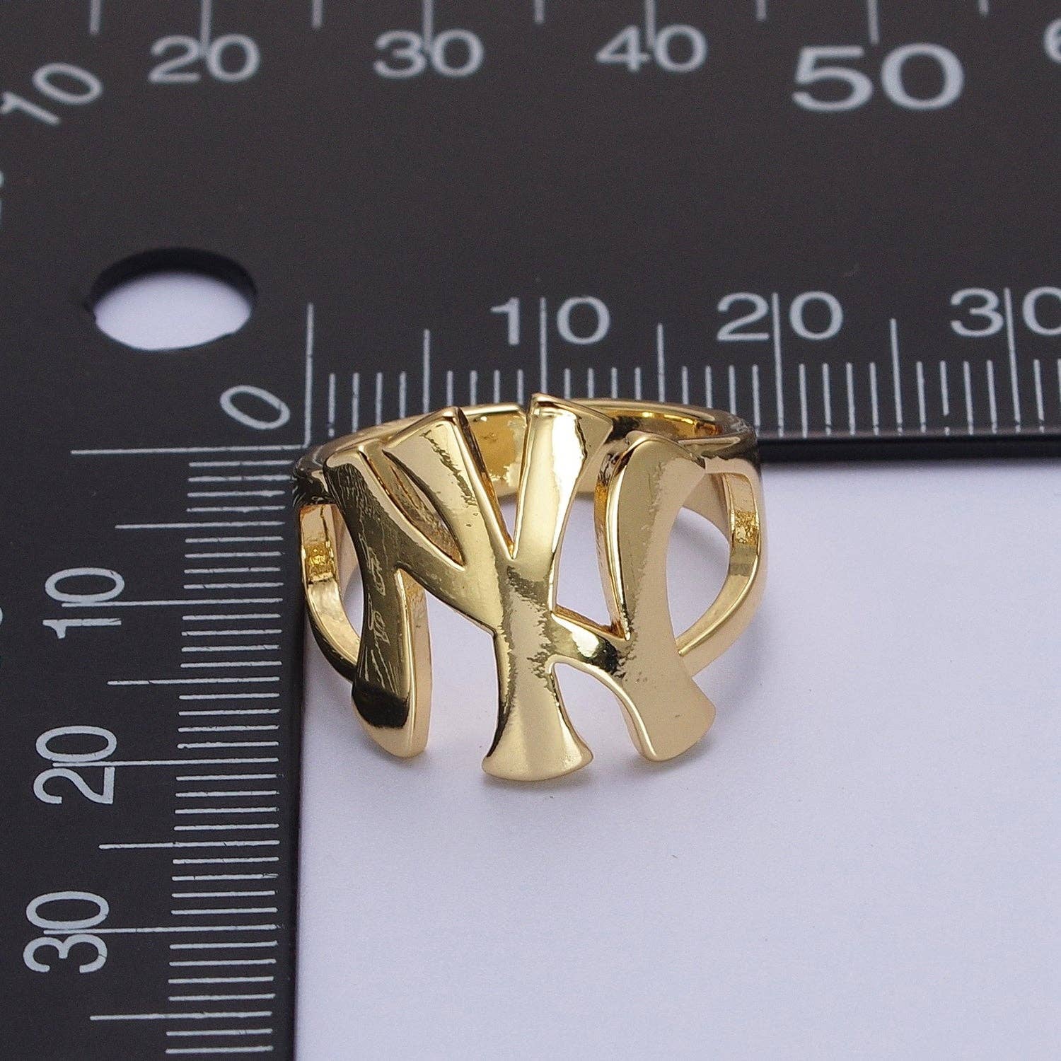 Gold New York NY Yankees Baseball Statement Ring | R032