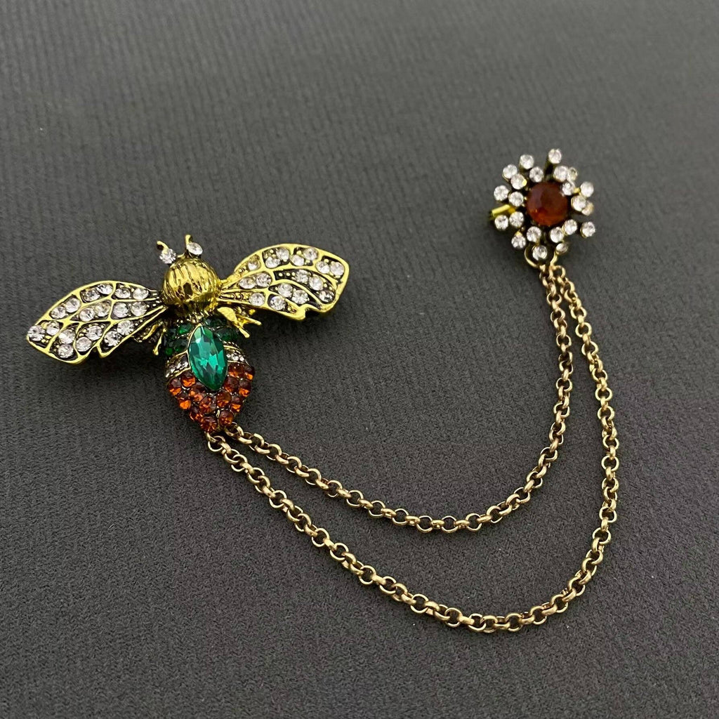 Vintage Rhinestone Bee Brooch