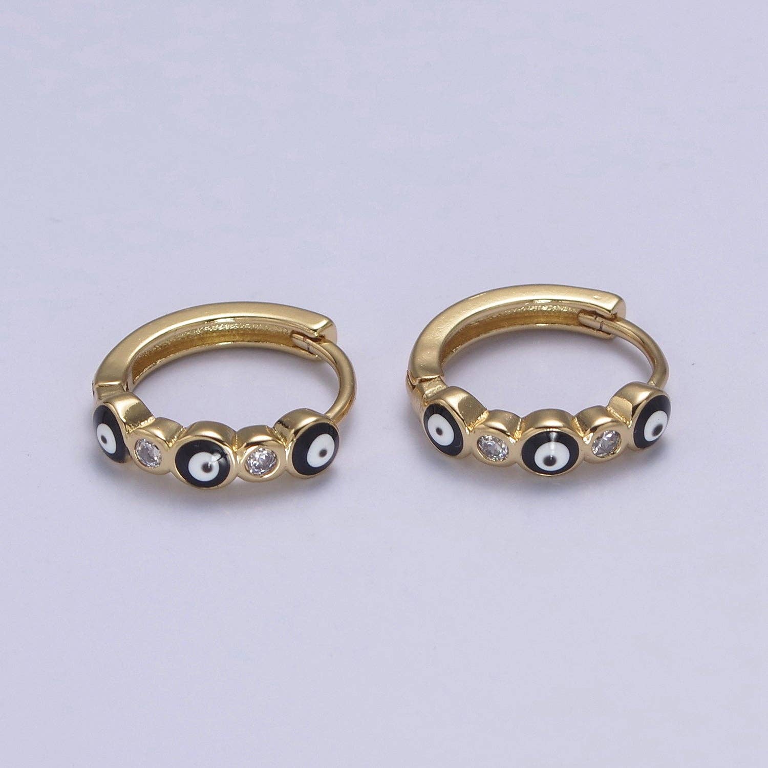 14mm Dainty Evil Eye Huggie  Hoop Earring T309~T314
