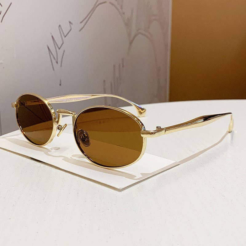Trendy Oval Metal Frame Sunglasses for Men