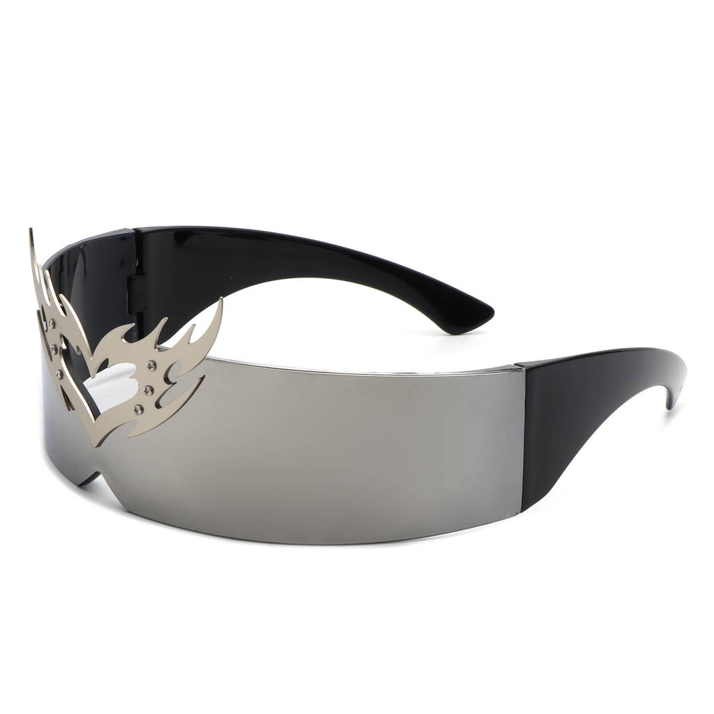 Futuristic Cyclops Wraparound Translucent Crown Sunglasses