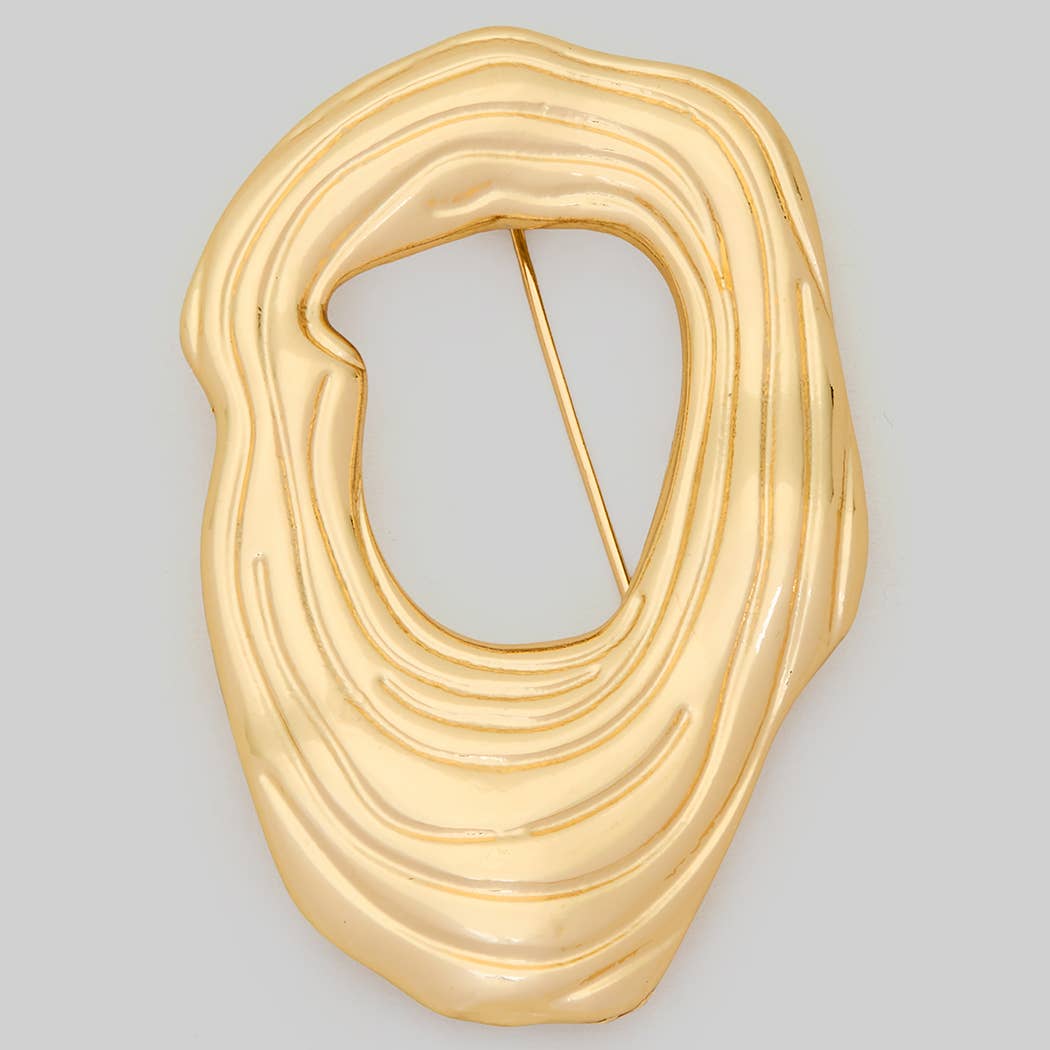 GOLD DIPPED TEXTURED OVAL BROOCH PIN