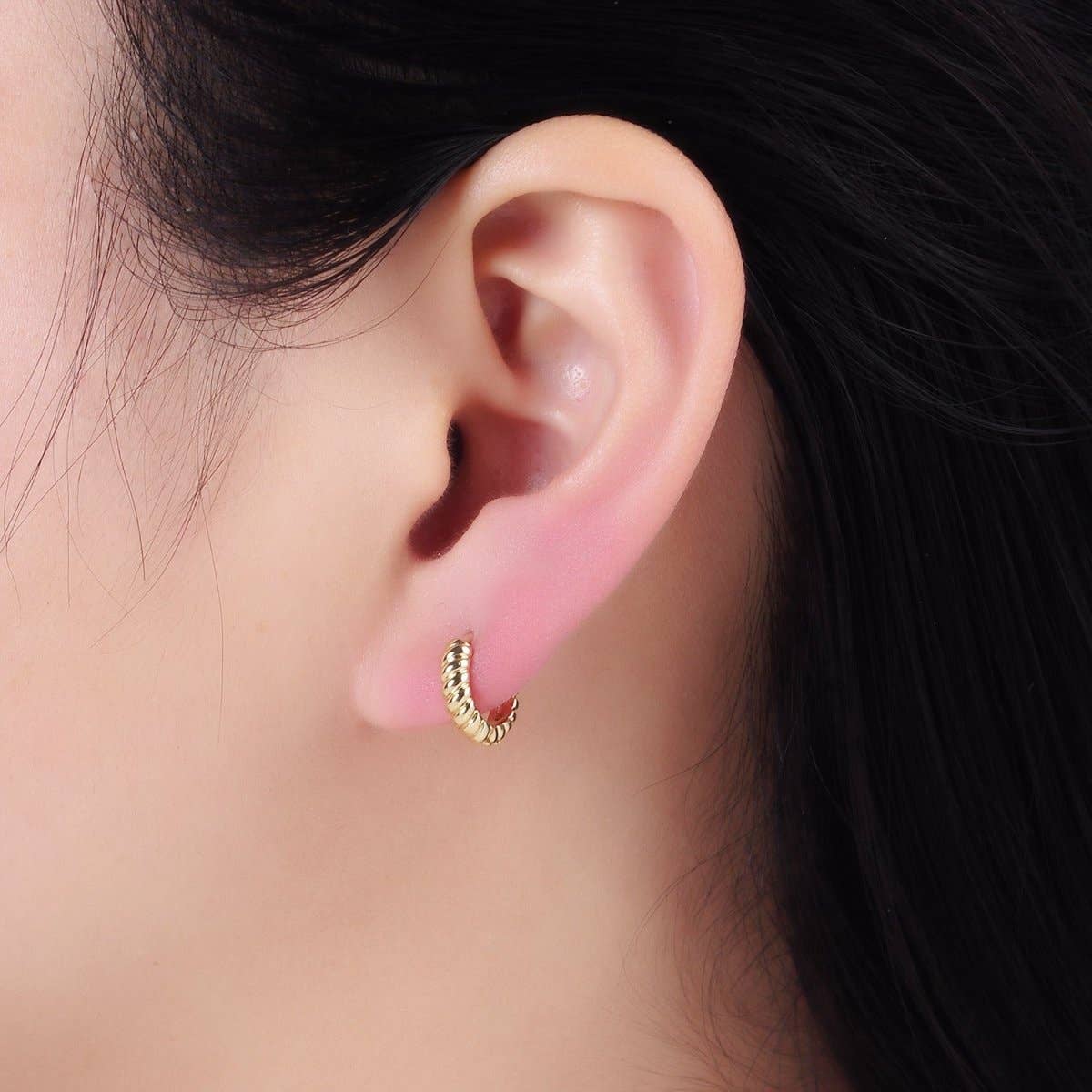 14K Gold Filled 10mm Croissant Cartilage Huggie Earrings | AB1315