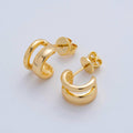18K Gold Filled Double Band Claw C-Shaped Hoop Earrings | AI368