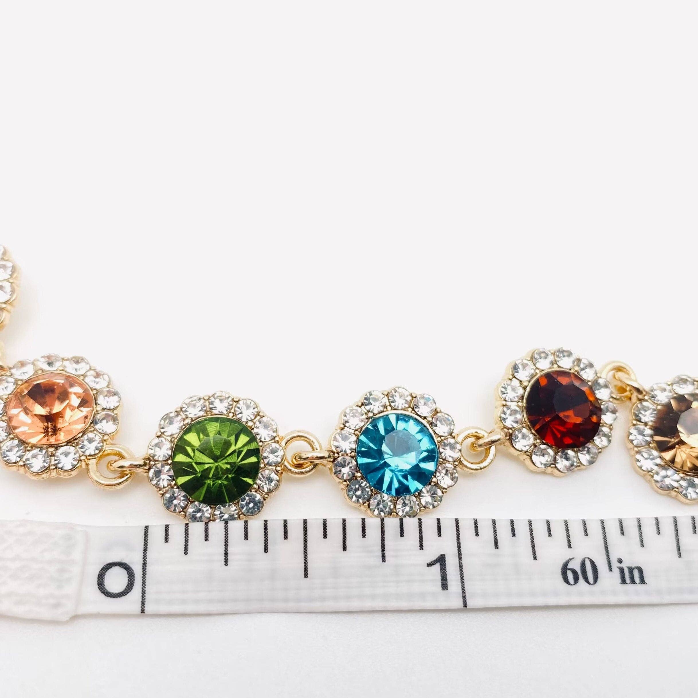 Colored Rhinestone Chain Choker Necklace