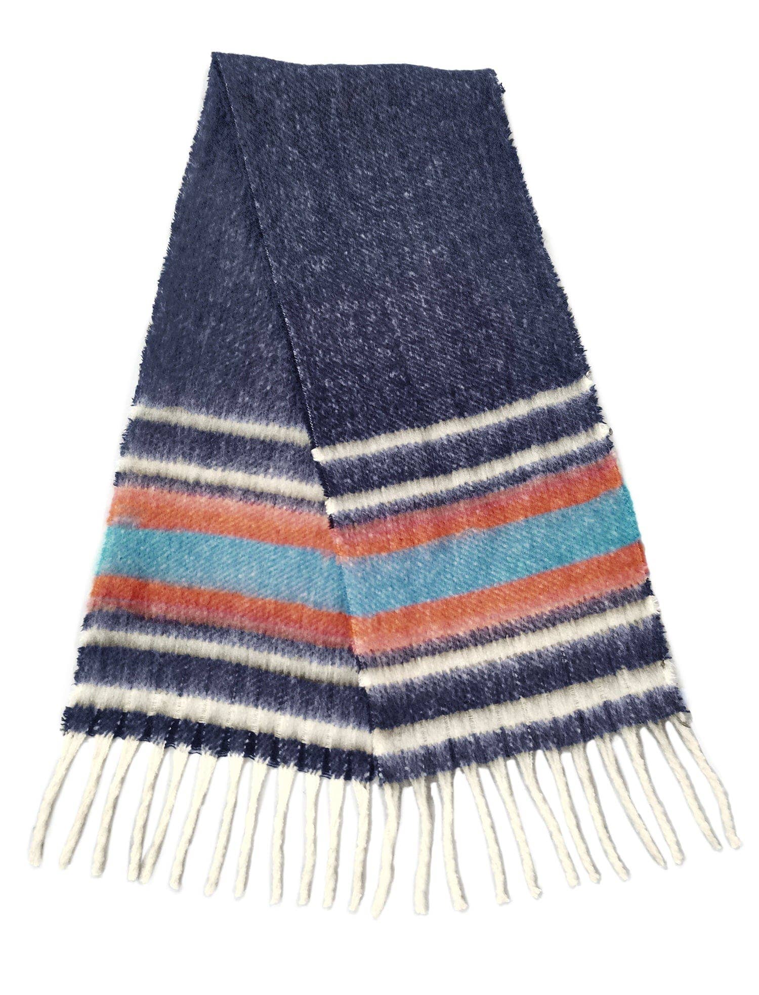 WCL120078 Cierra Multi Stripe Cozy Scarf With Fringe