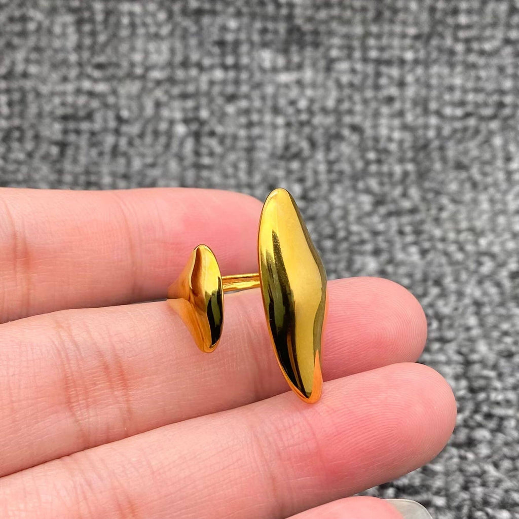 18K Gold Plated Stainless Steel Geometric Open Ring - FGS