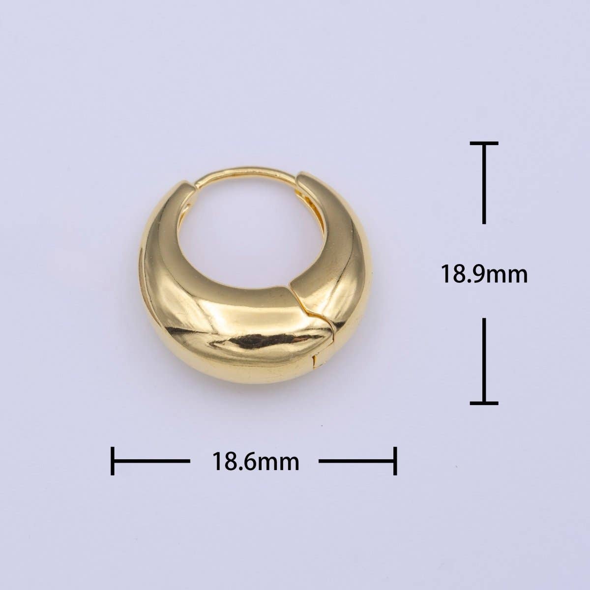 Chubby 19mm Dome Minimalist Gold Huggie Hoop Earrings | AD-210