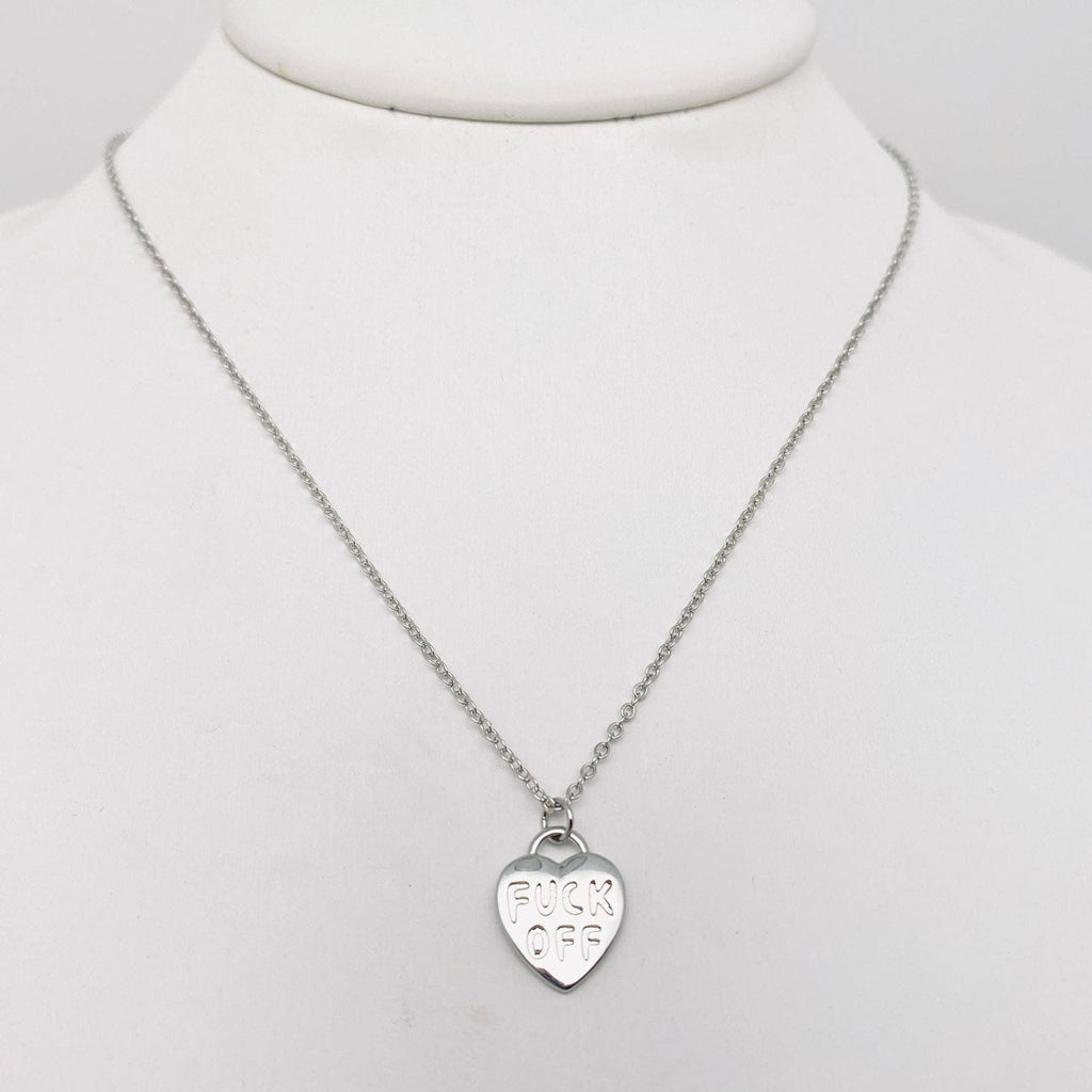 "FUCK OFF" Gold Plated Heart Pendant Necklace
