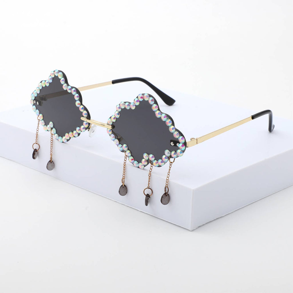 Rhinestone Cloud Irregular Shades Crystal Charm Sunglasses