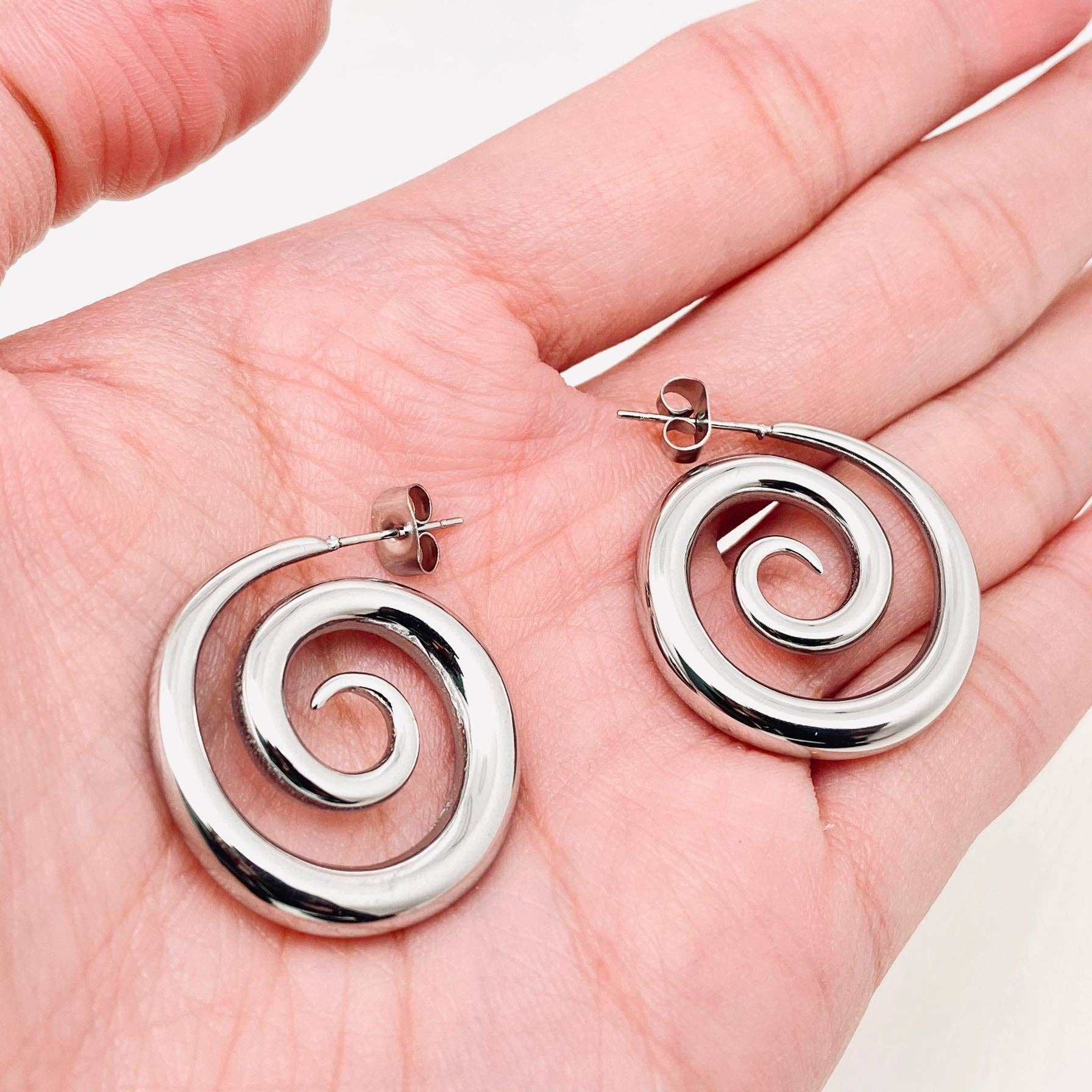 Smoke Shape Stainless Steel Hoop Earrings - FGS