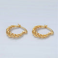 24K Gold Filled 18mm Twisted Rope Minimalist Latch Hoop Earrings | T095