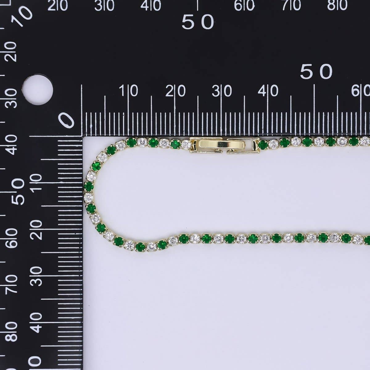 24K Gold Filled 2.2mm Green, Blue Round CZ Alternate 7 Inches Tennis Bracelet | WA-3819 - WA-3820