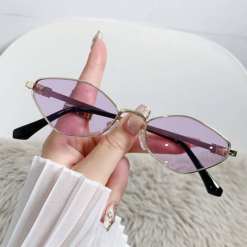 Trendy Hexagonal Sunglasses Metal Frame Fashion Eyewear