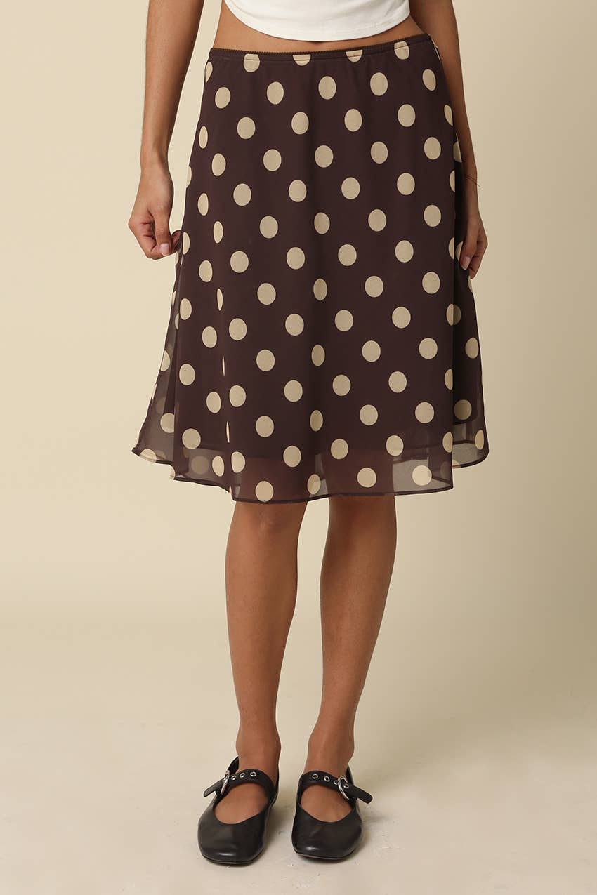 Leia Polka Dot Mesh Midi Skirt