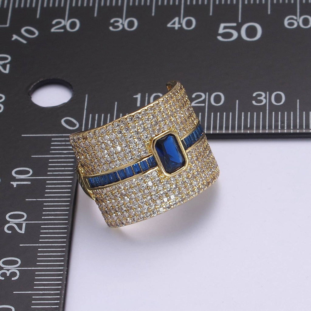 Colorful Micro Pave Adjustable Chunky Statement Ring