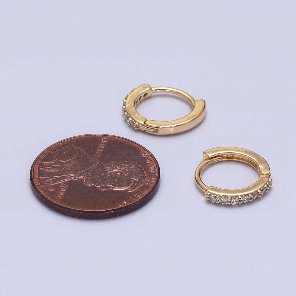 16K Gold Filled Clear CZ Thin 12.5mm Cartilage Earrings