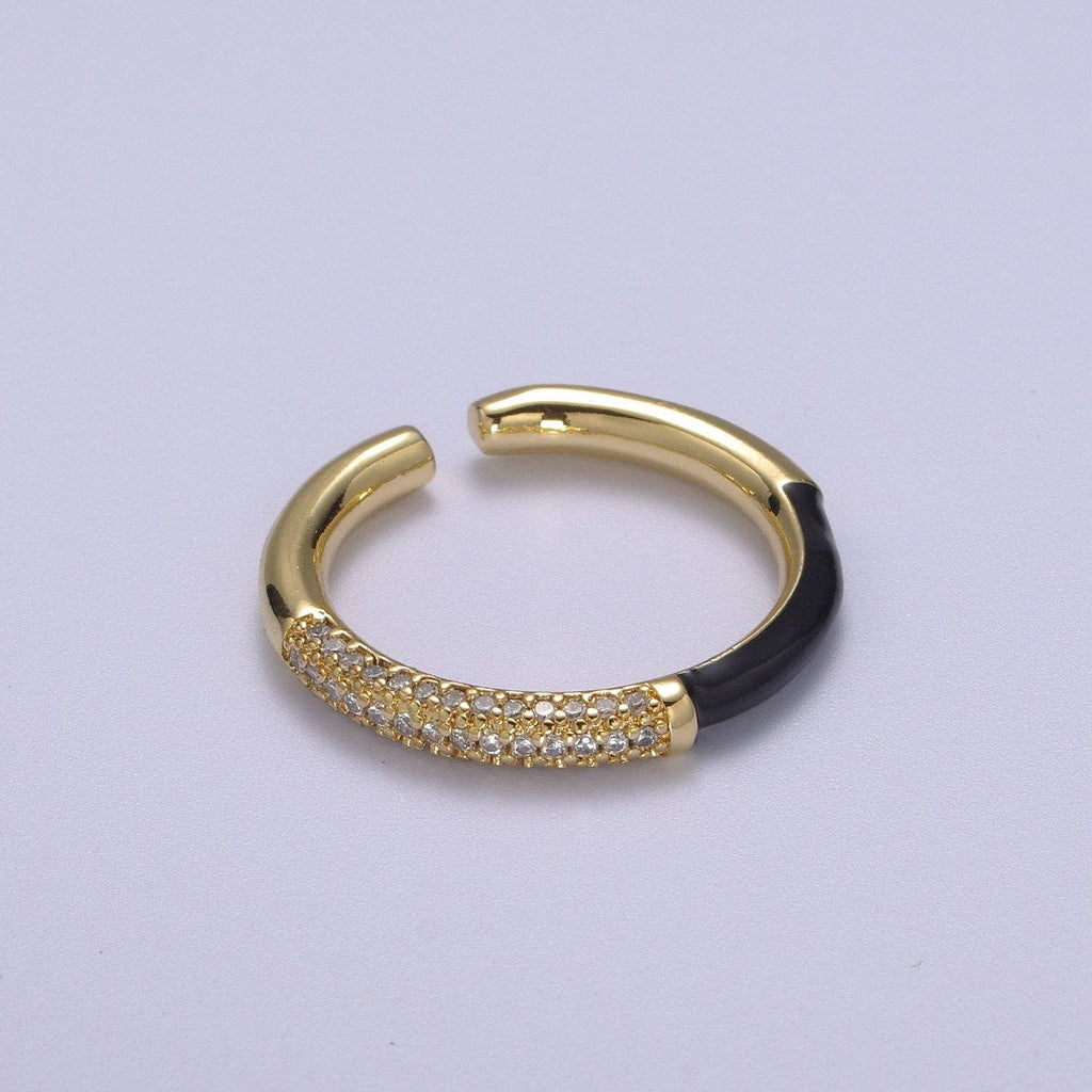 14K Gold Filled CZ Colorful Enamel Adjustable Ring S170~S179