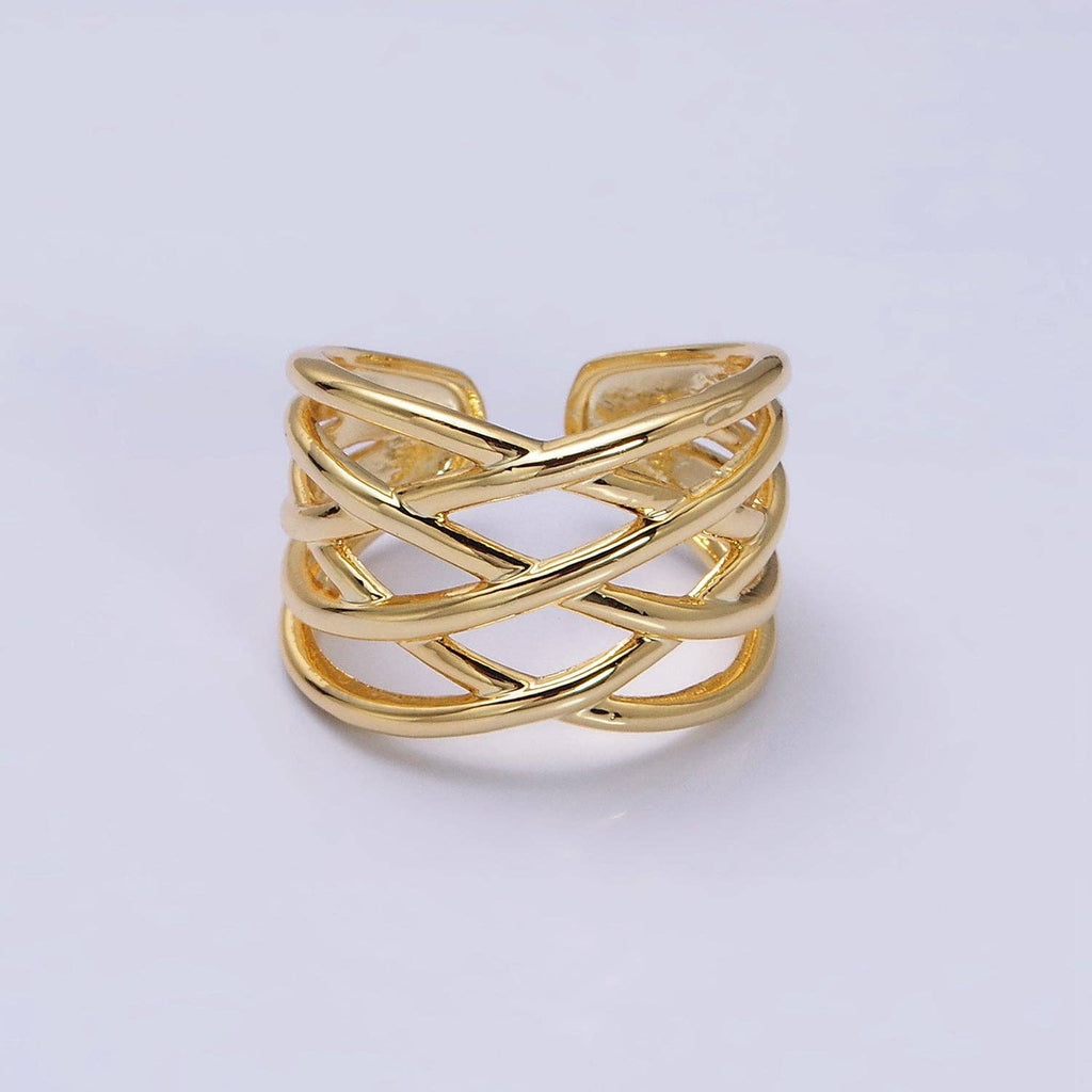 Gold Filled Geometric Multiple Band Statement Ring