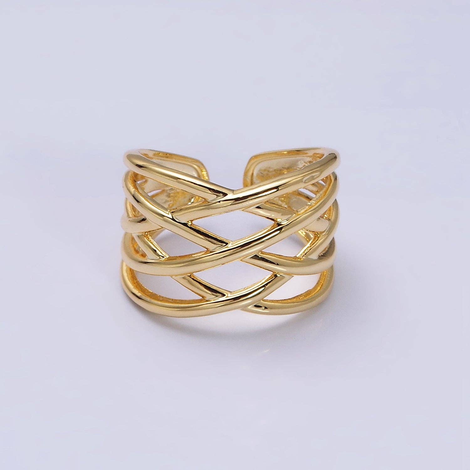 Gold Filled Geometric Multiple Band Statement Ring