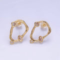 14K Gold Filled Open Abstract Molten CZ Drop Stud Earrings