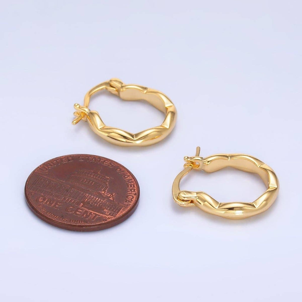 24K Gold Filled Minimalist Molten Latch Hoop Earrings | AB548