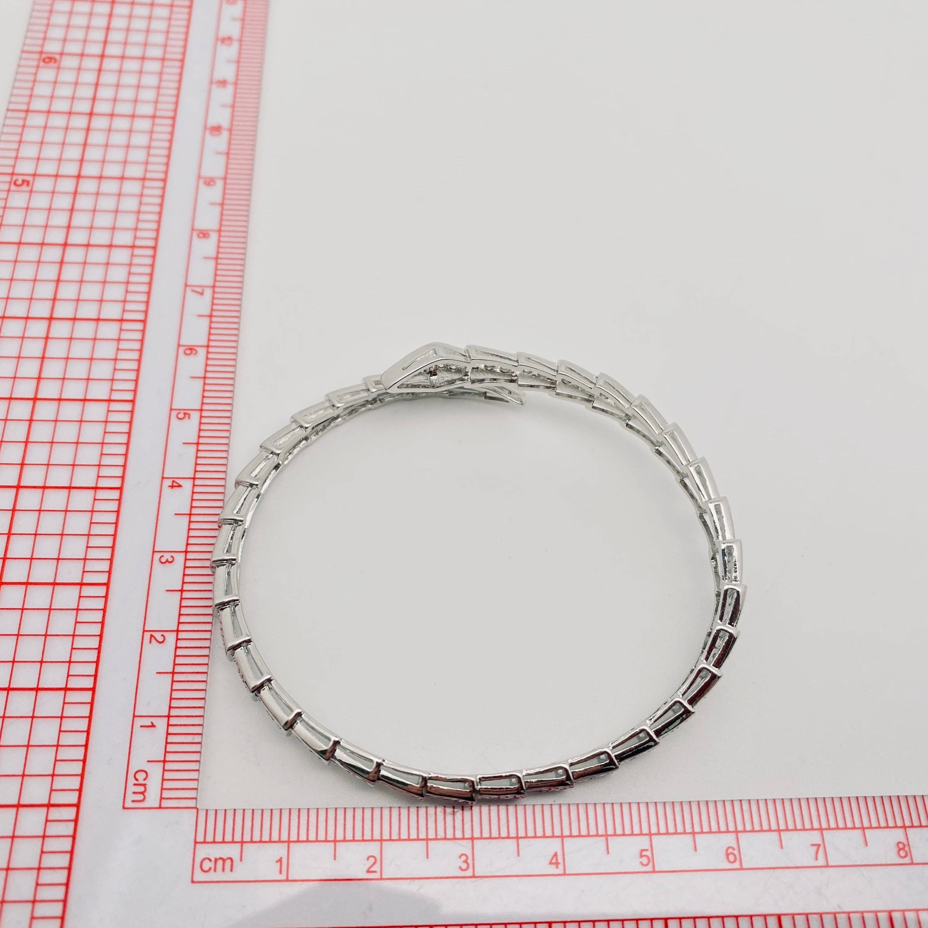 18K Golden Cubic Zirconia Snake-shaped Adjustable Bangle