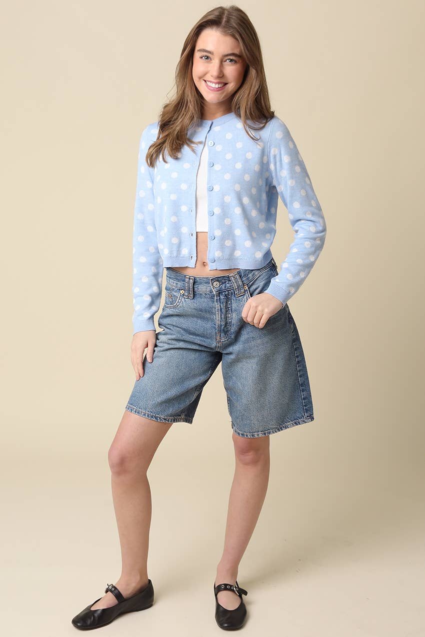 Callie Polka Dot Cropped Cardigan