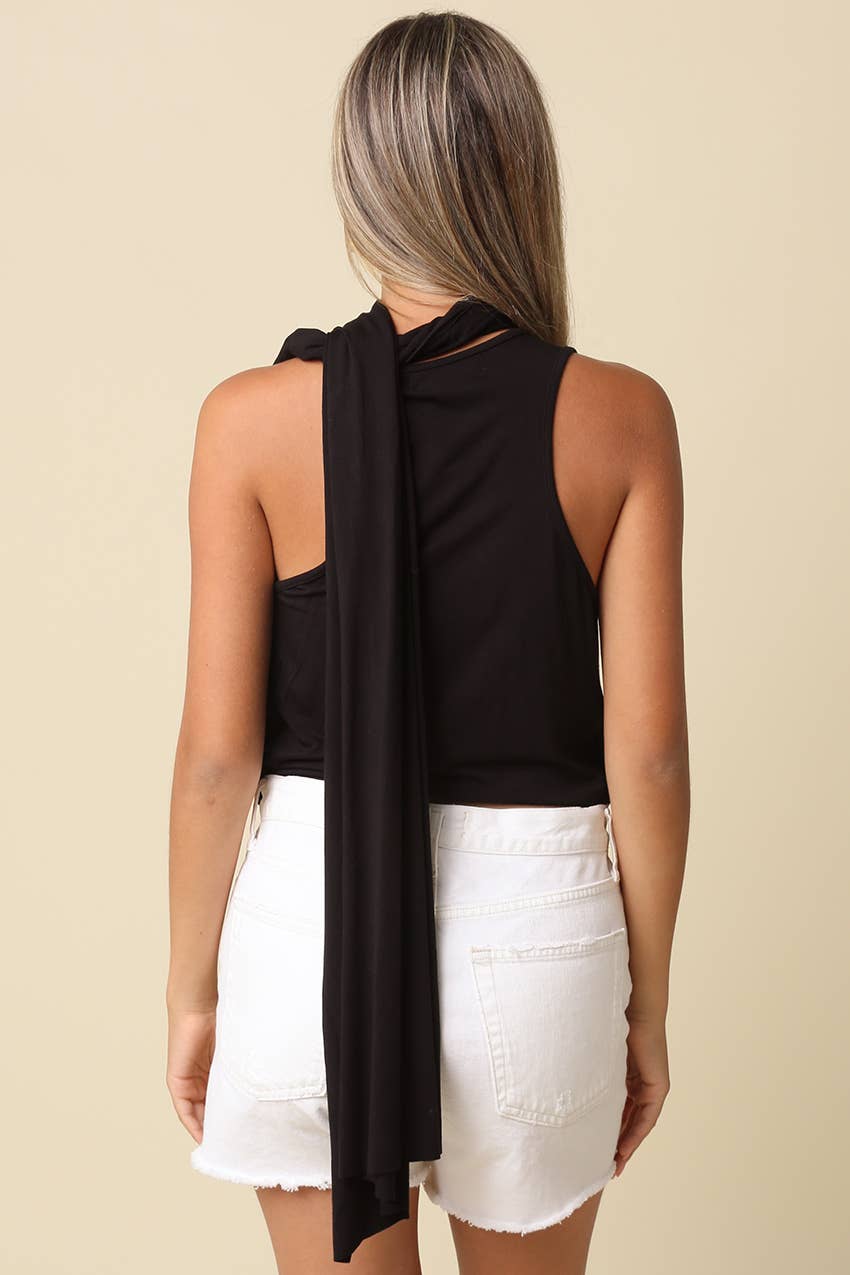 Noah Draped Scarf V-Neck Top