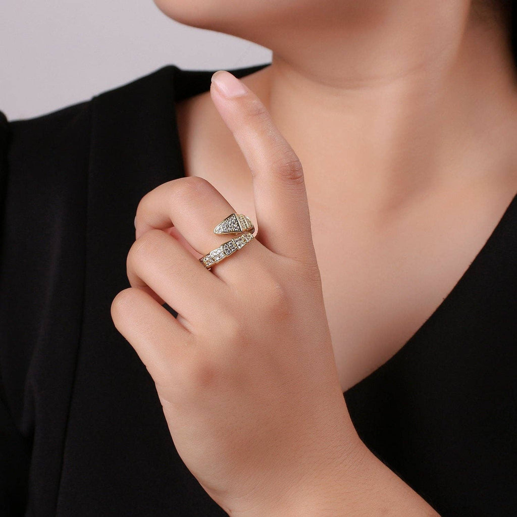 Snake ring, Serpent ring, Chunky ring, spiral snake ring, gold ring, wrap ring, snake gold ring, Adjustable Ring Micro Pave ring R089