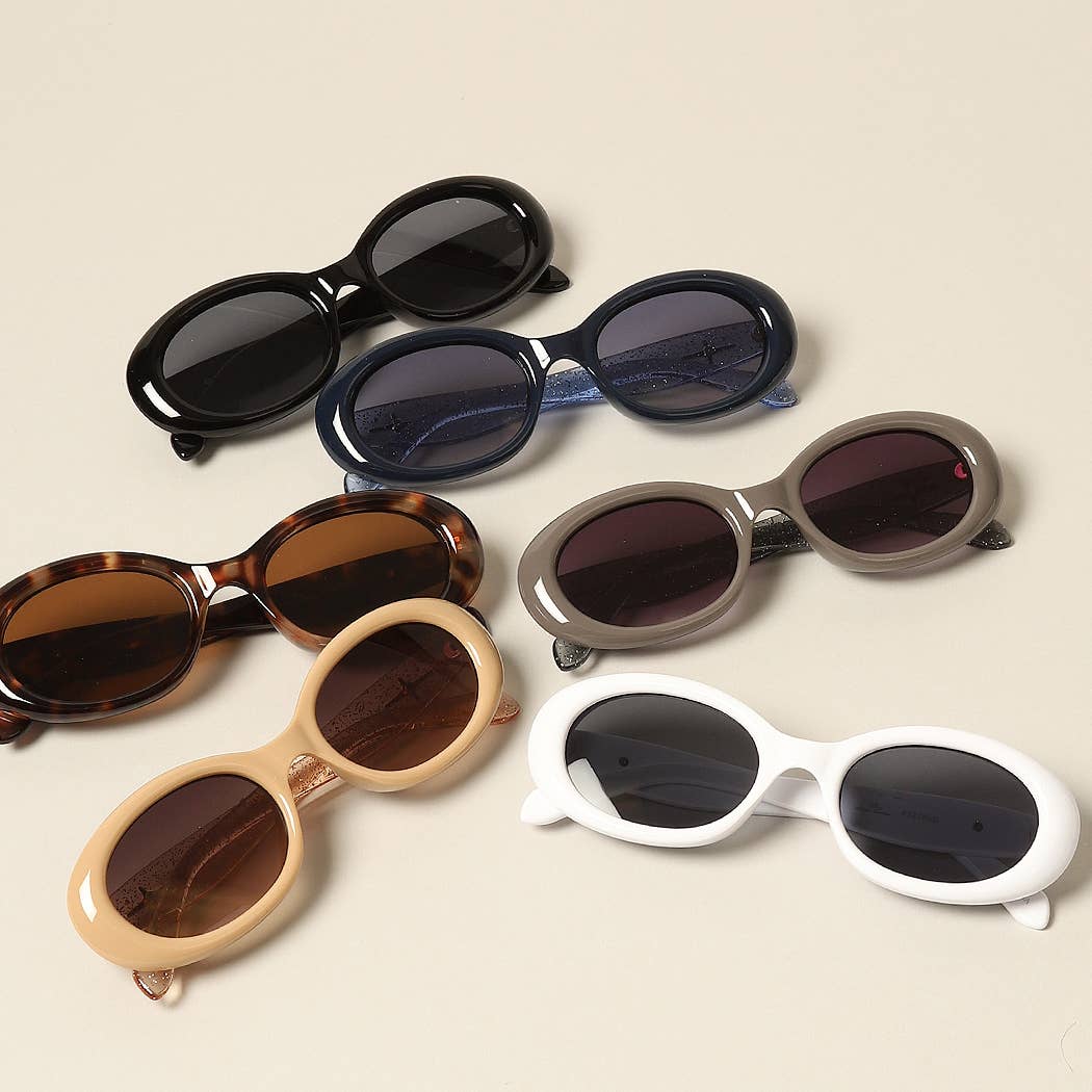 Women's Trendy Oval Glitter Sunglasses