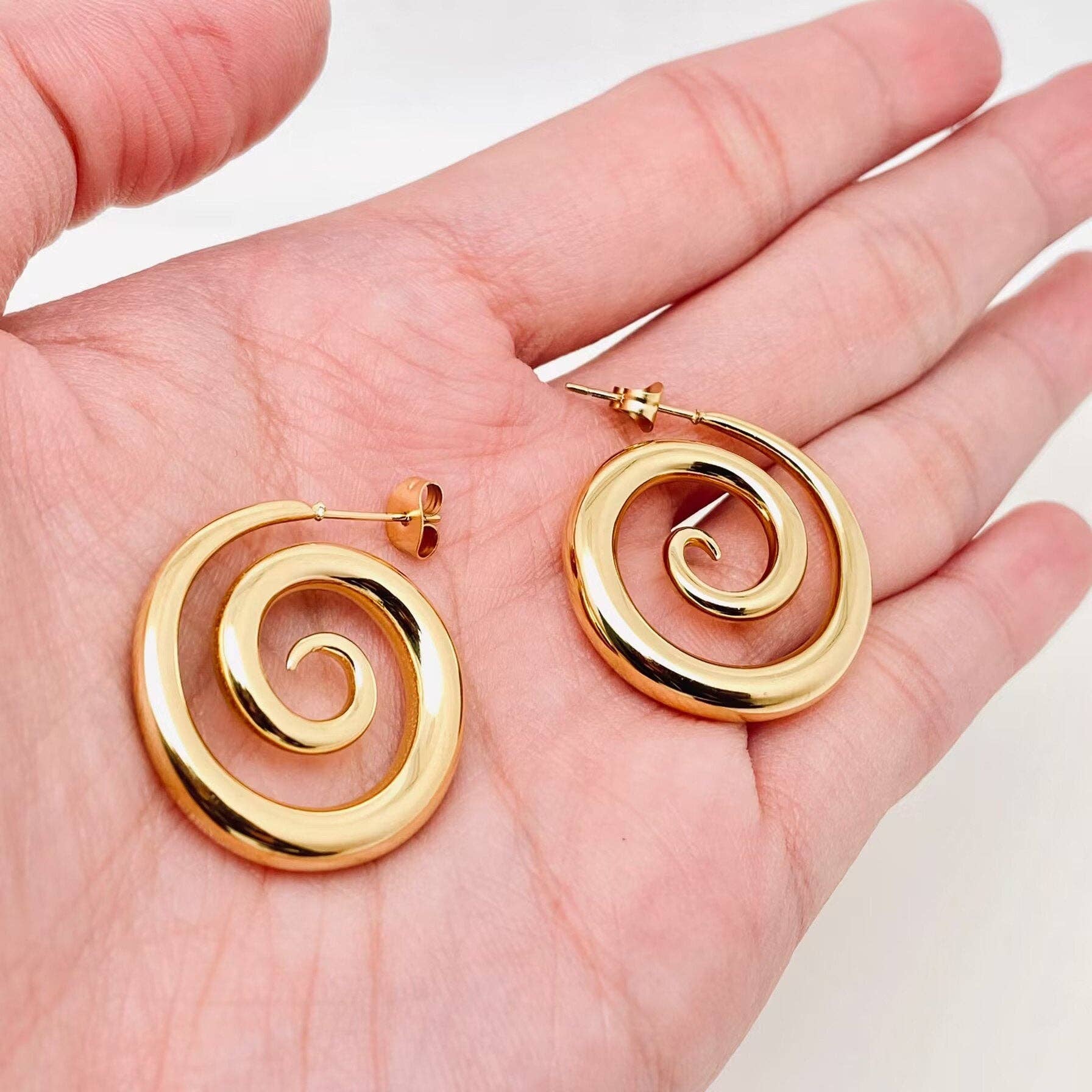 Smoke Shape Stainless Steel Hoop Earrings - FGS