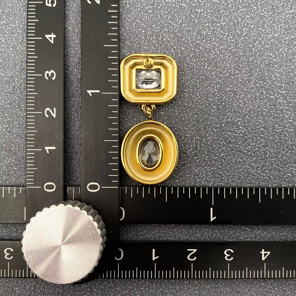 Sparkling Zircon 18K Gold Plated S.Steel Dangle Earrings - FGS