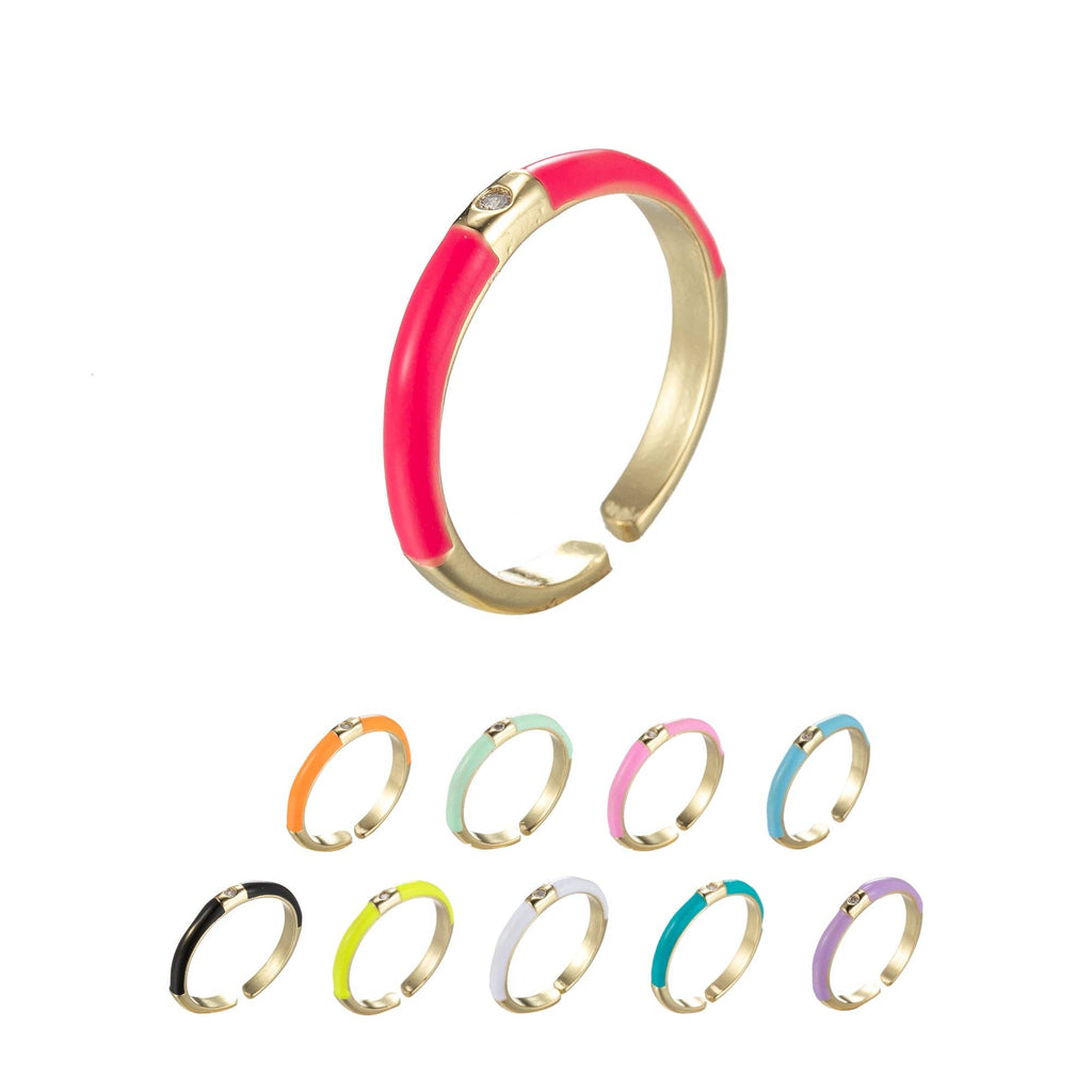 Gold Filled Colorful Enamel Stack Rings O860~O869