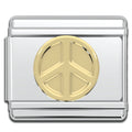 Italian Bracelet Charm - Peace Sign (Gold) 9mm Links