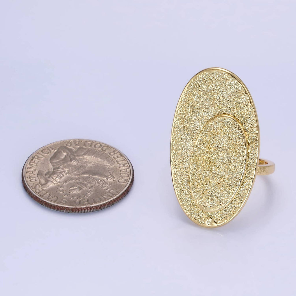 14K Gold Filled Double Oval Hammered Ring | O1321