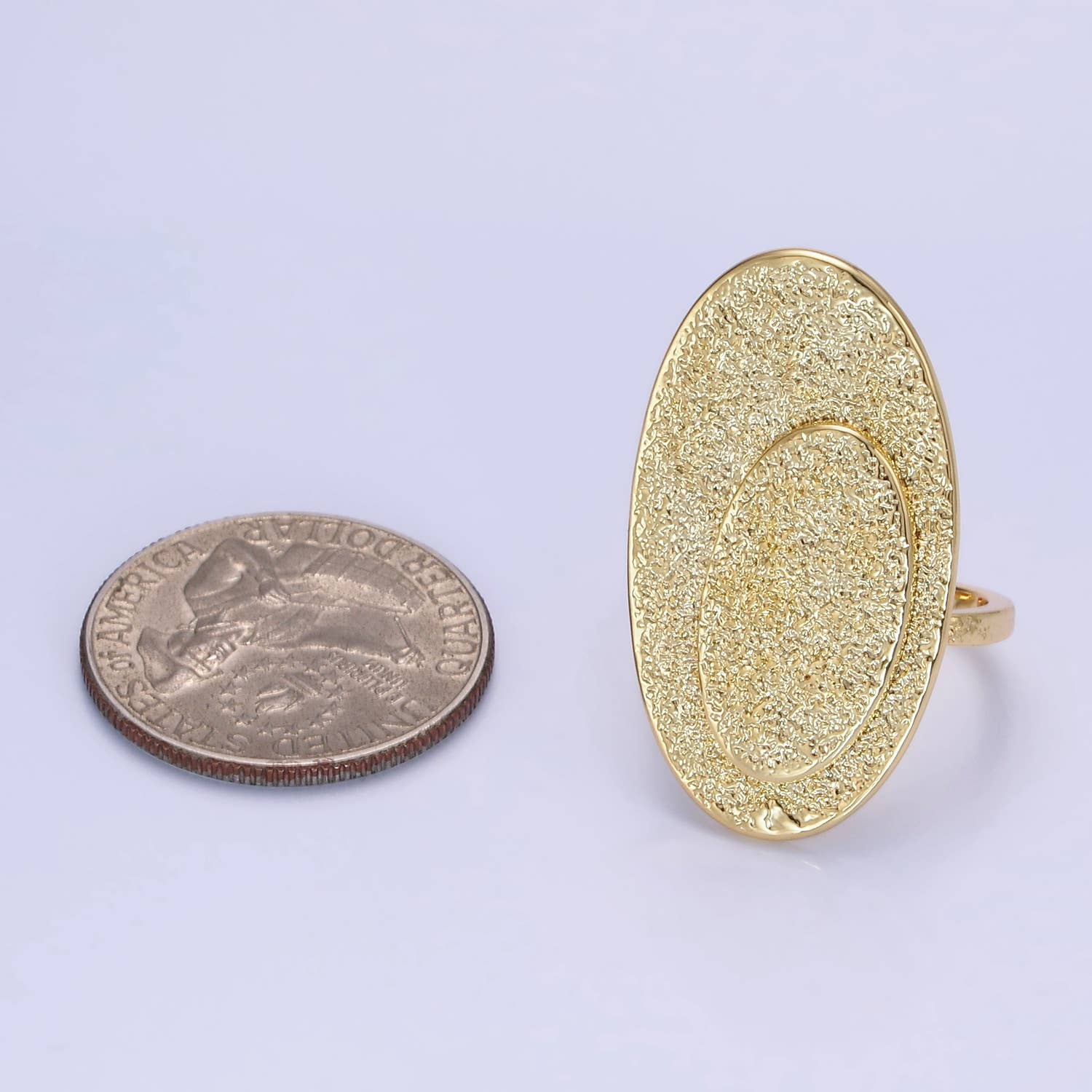 14K Gold Filled Double Oval Hammered Ring | O1321