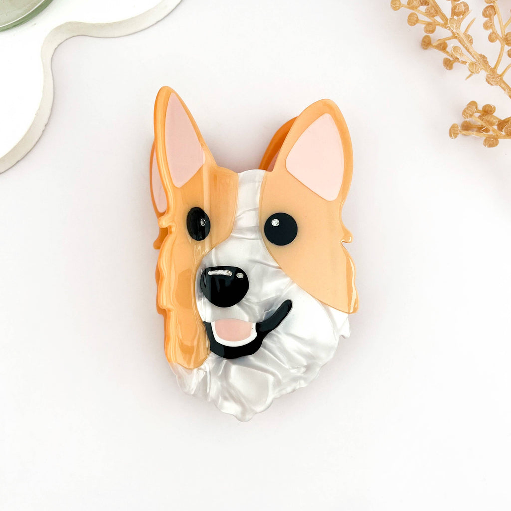 Cute Corgi Dog Hair Clip Acetate Animal Claw Clip