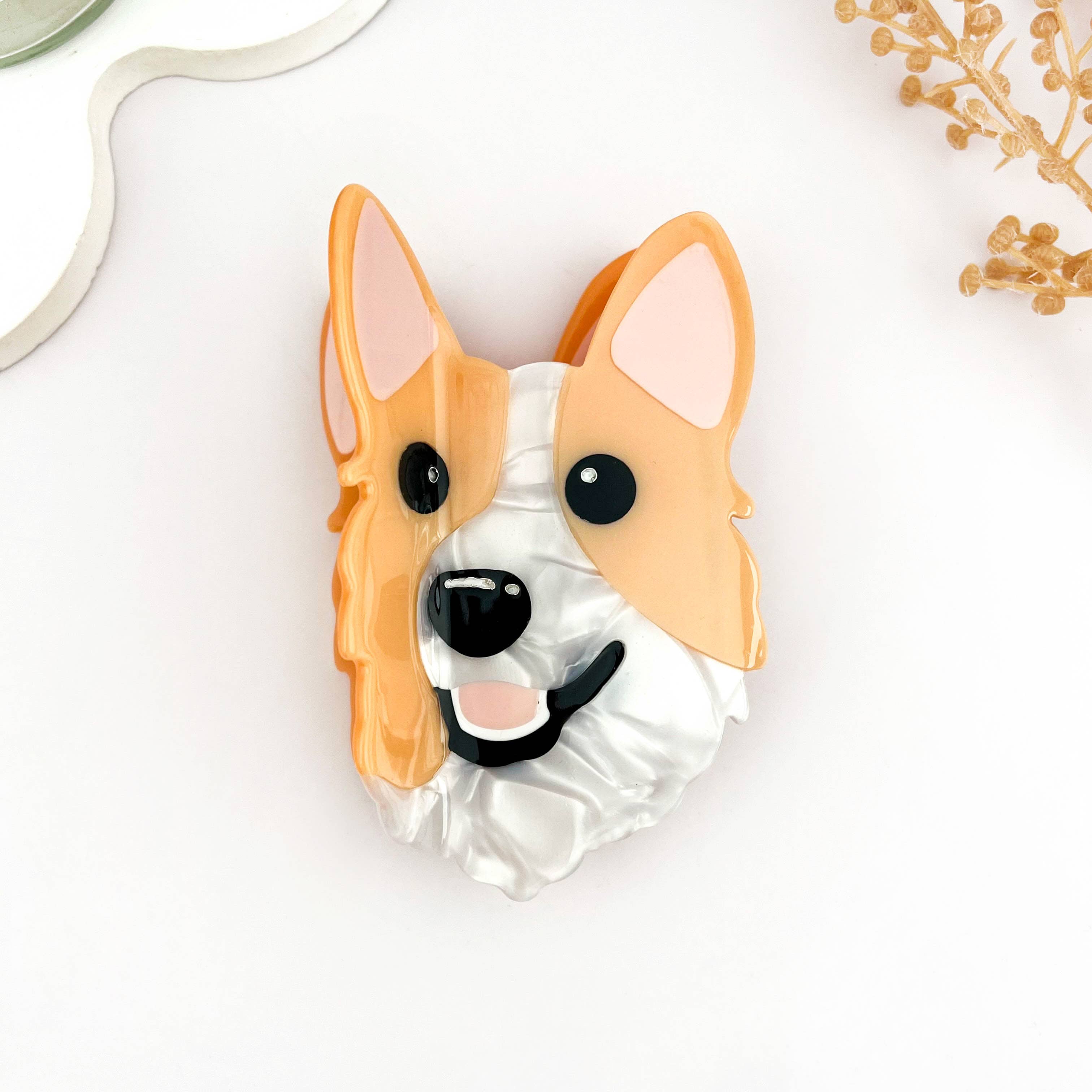 Cute Corgi Dog Hair Clip Acetate Animal Claw Clip